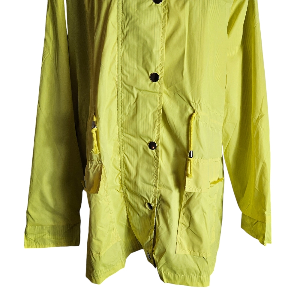 FISOUL Yellow Rain Coat Sz XXL Removable Hood Striped Lining Water-Resistant NWT - Picture 3 of 16